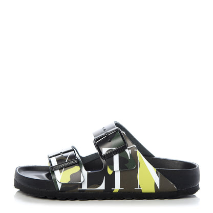 Valentino Garavani X BIRKENSTOCK Calfskin VLTN Arizona Slide Sandals 35 Army Green Lime 1 of 10