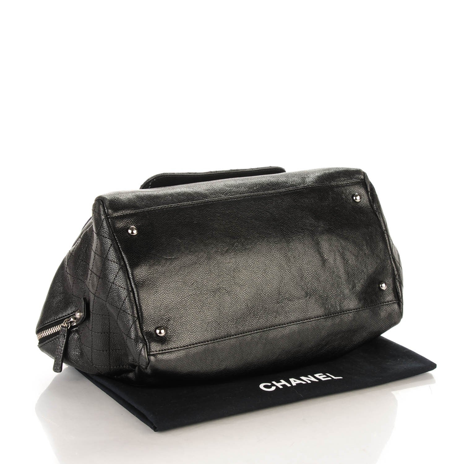 Chanel Glazed Caviar Pocket In The City Tote Black 4 of 10