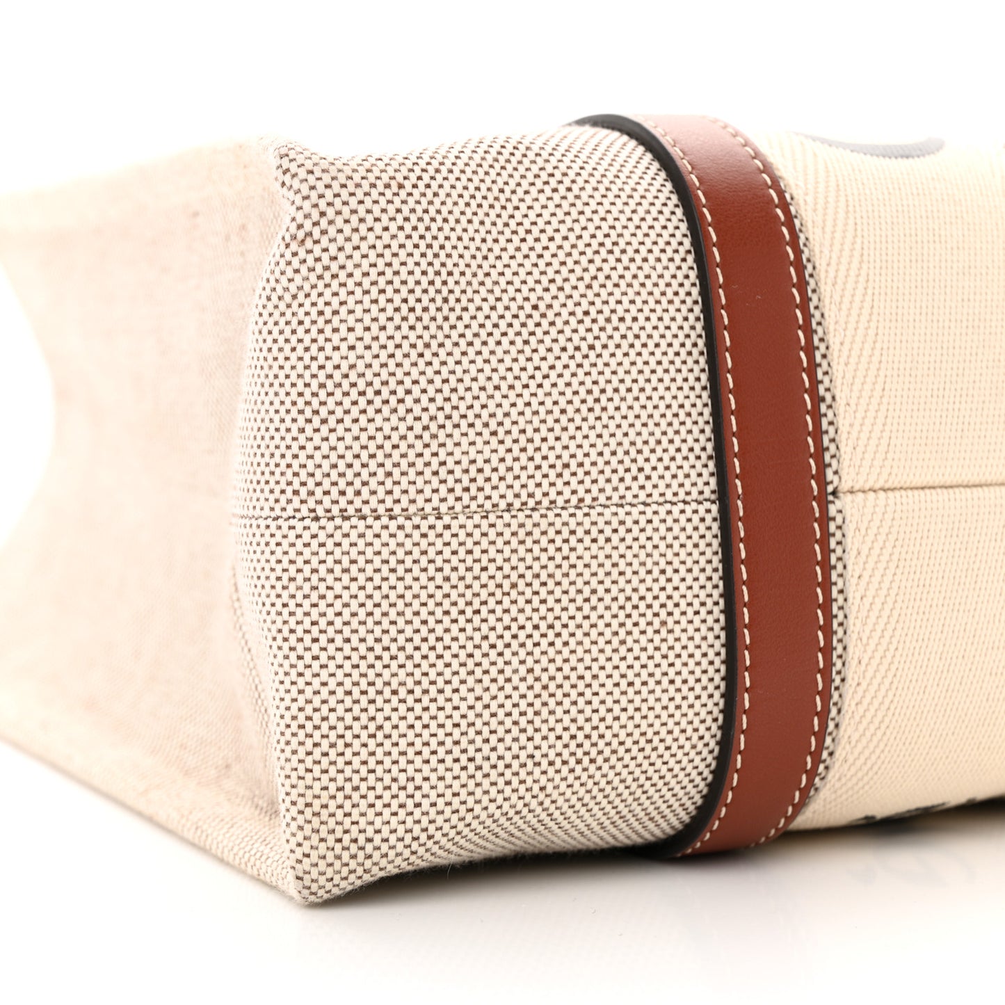 Cotton Calfskin Medium Woody Ribbon Tote White Brown