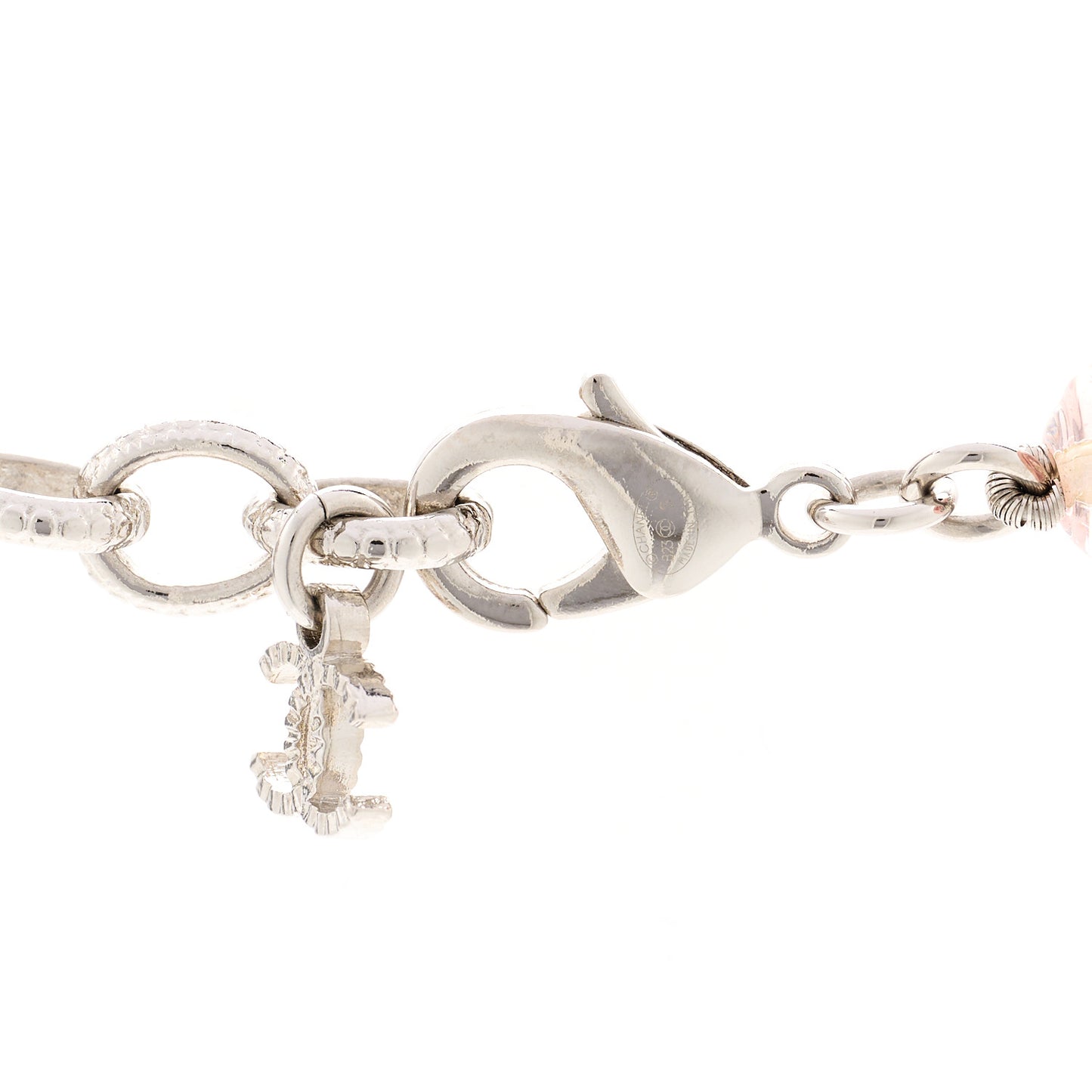Resin Bead Crystal CC Bow Drop Choker Necklace Pink Silver