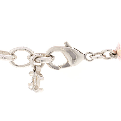 Chanel Resin Bead Crystal CC Bow Drop Choker Necklace Pink Silver 5 of 6