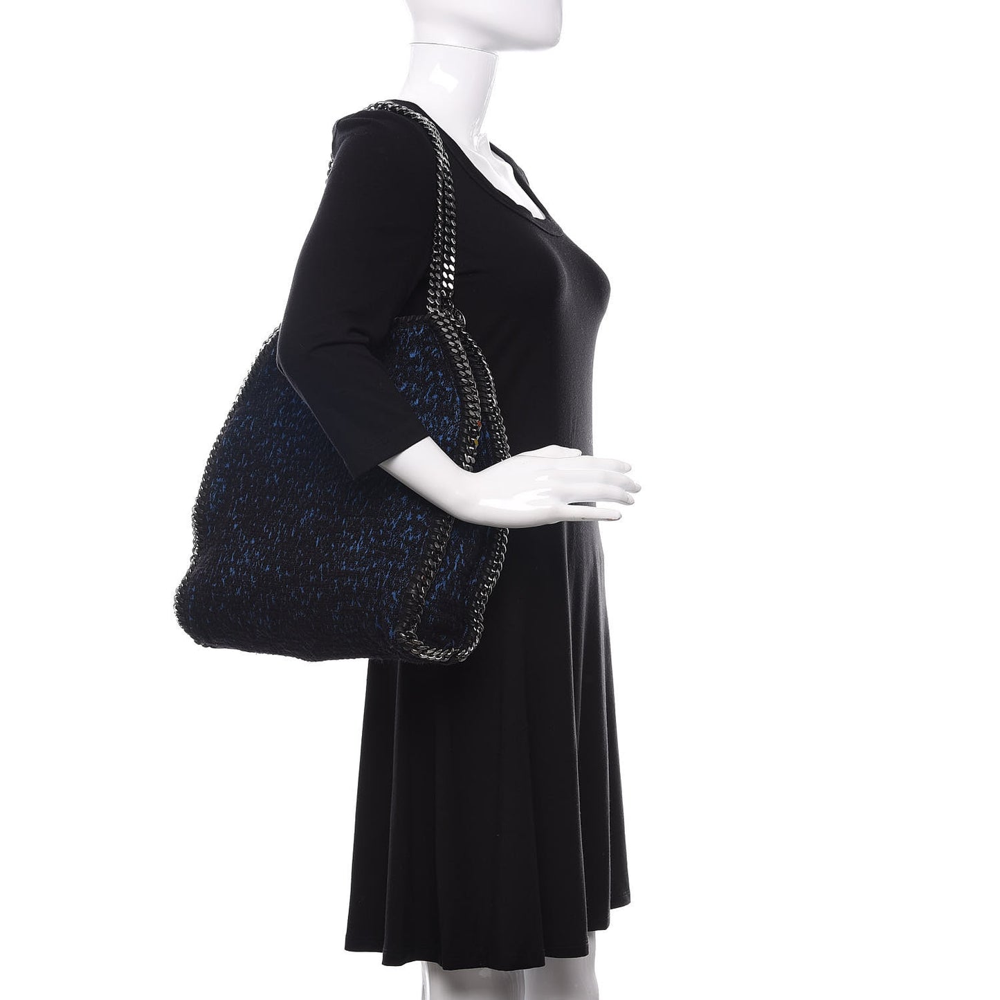 Tweed Small Falabella Fold Over Tote Royal Blue