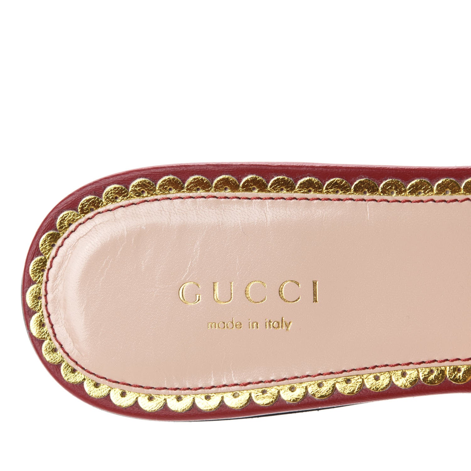 Gucci Nappa Queen Margaret Flat Slide Sandals 37.5 Hibiscus Red 7 of 11