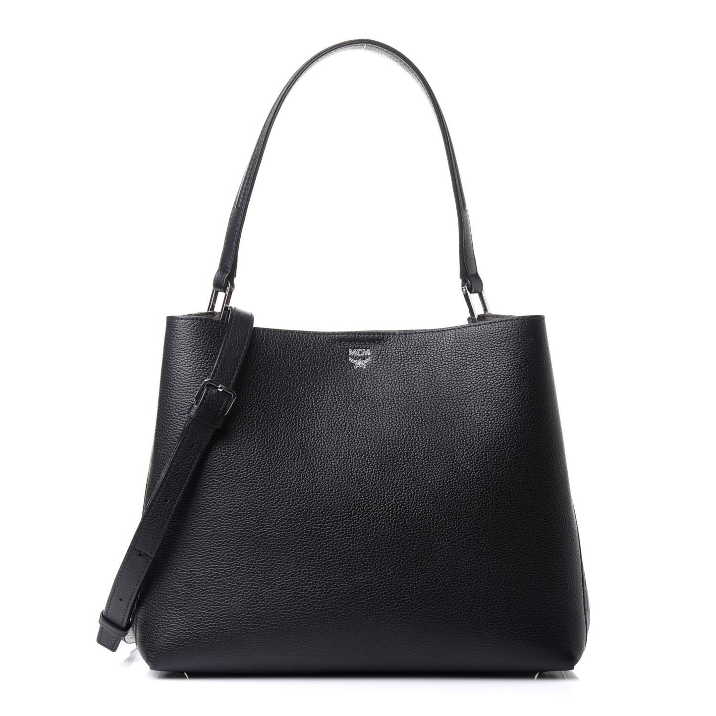Grained Calfskin Visetos Medium Sarah Hobo Black