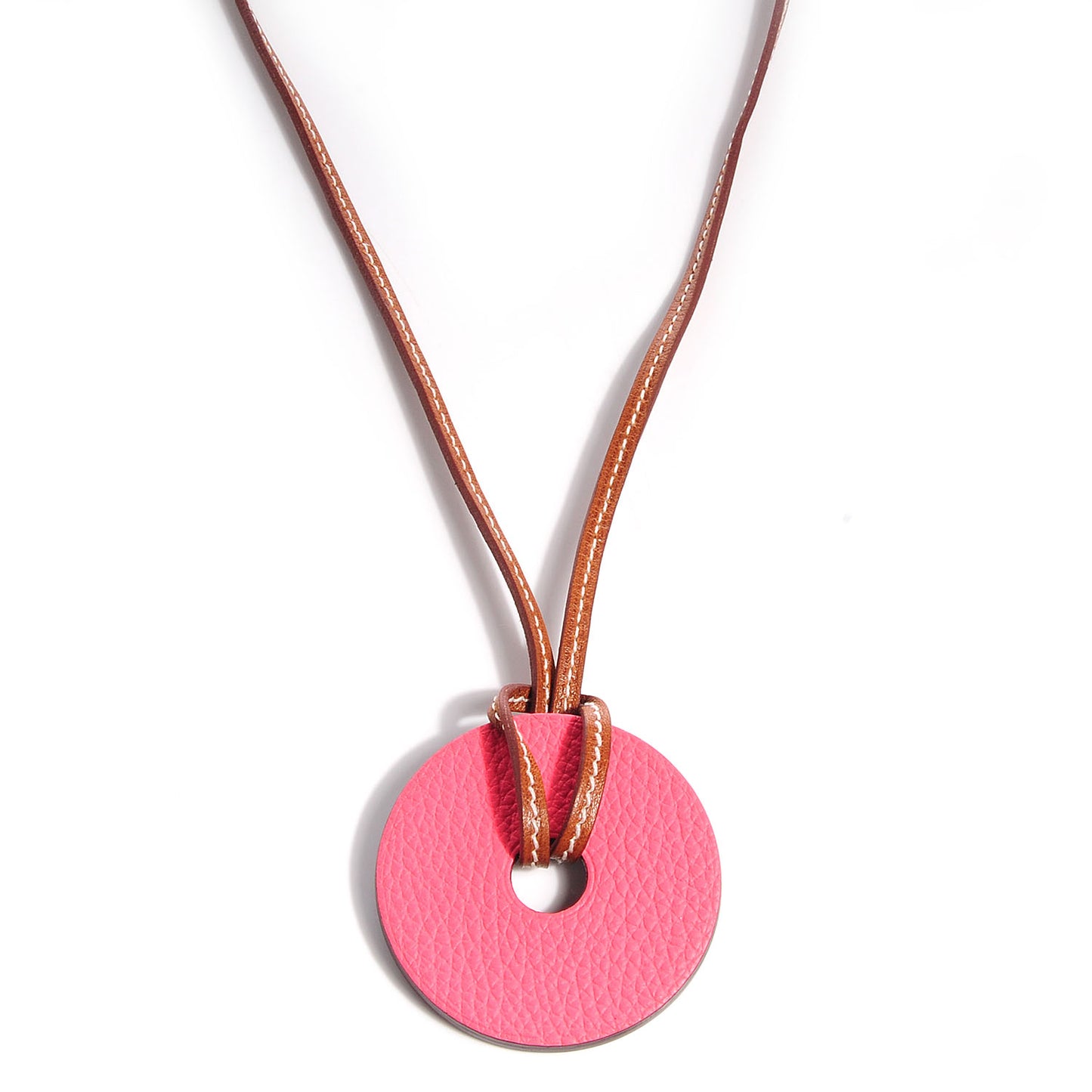 Petit H Togo Epsom Rond PM Necklace Rose Lipstick Vert Anglais