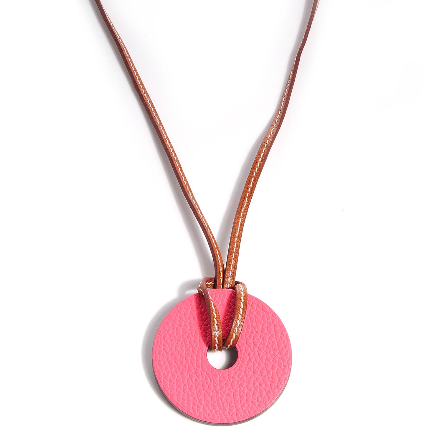 Hermes Petit H Togo Epsom Rond PM Necklace Rose Lipstick Vert Anglais 1 of 5