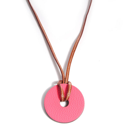Hermes Petit H Togo Epsom Rond PM Necklace Rose Lipstick Vert Anglais 1 of 5