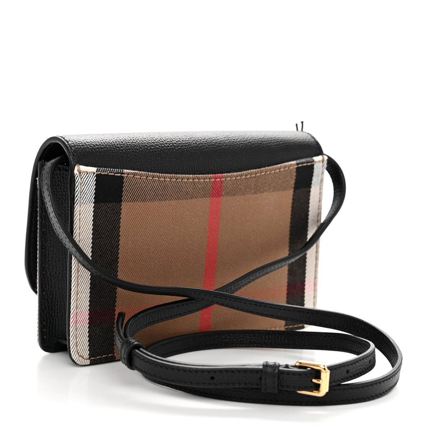 Derby Calfskin House Check Wallet On Chain Black