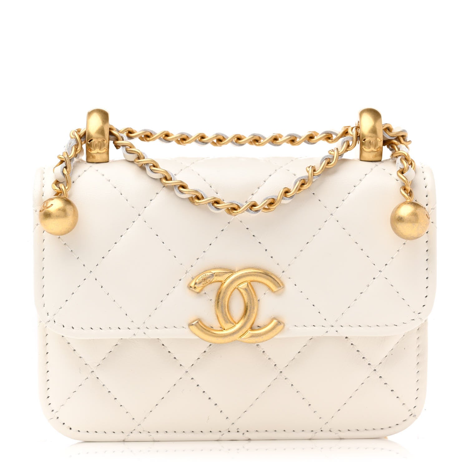 Chanel Calfskin Quilted Perfect Fit Coin Purse With Chain White 1 of 11