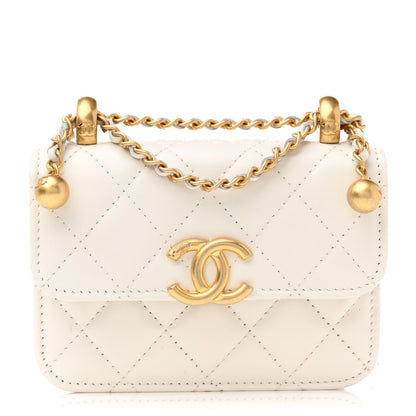 Chanel Calfskin Quilted Perfect Fit Coin Purse With Chain White 1 of 11