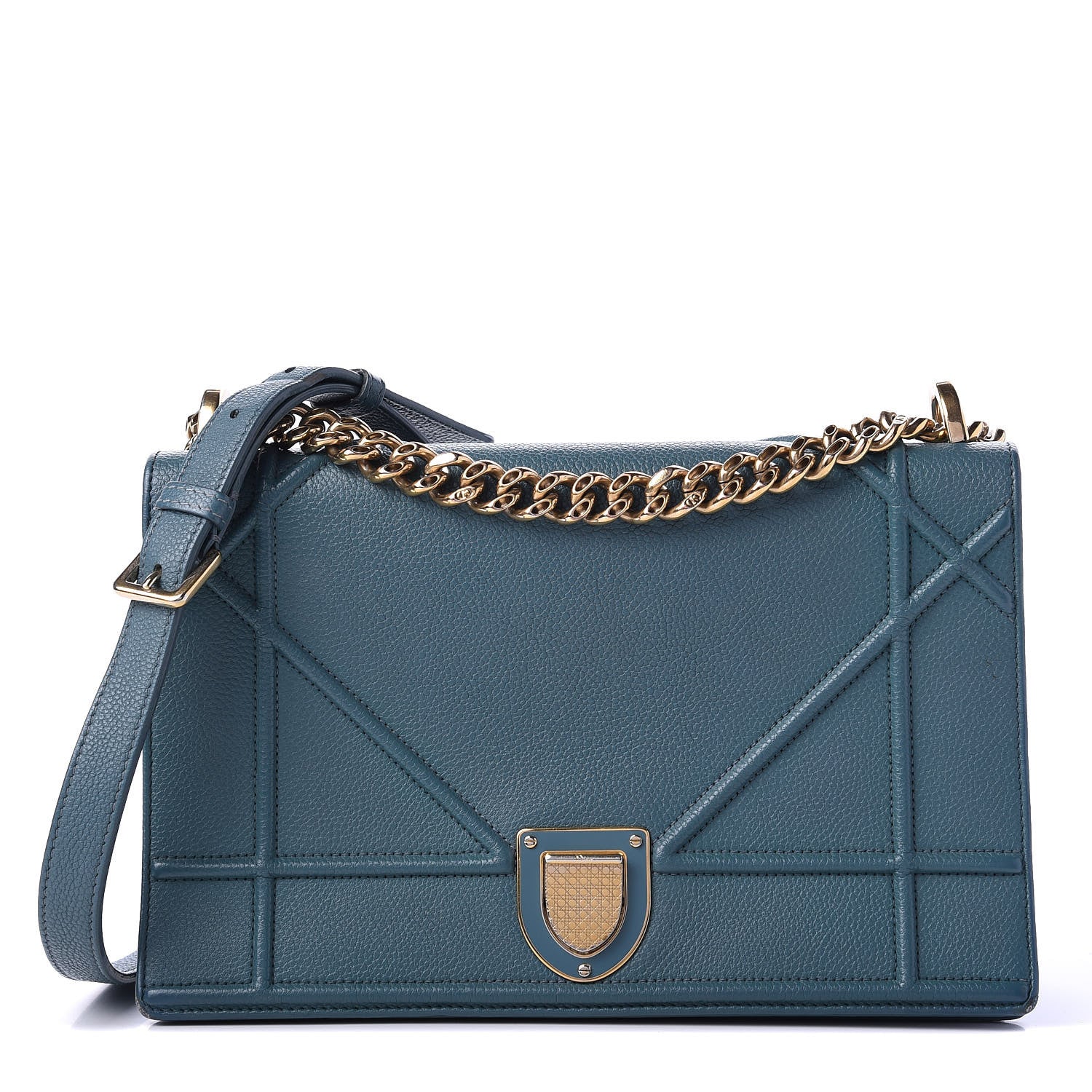 Christian Dior Grained Calfskin Medium Diorama Flap Bag Agave Green 1 of 13
