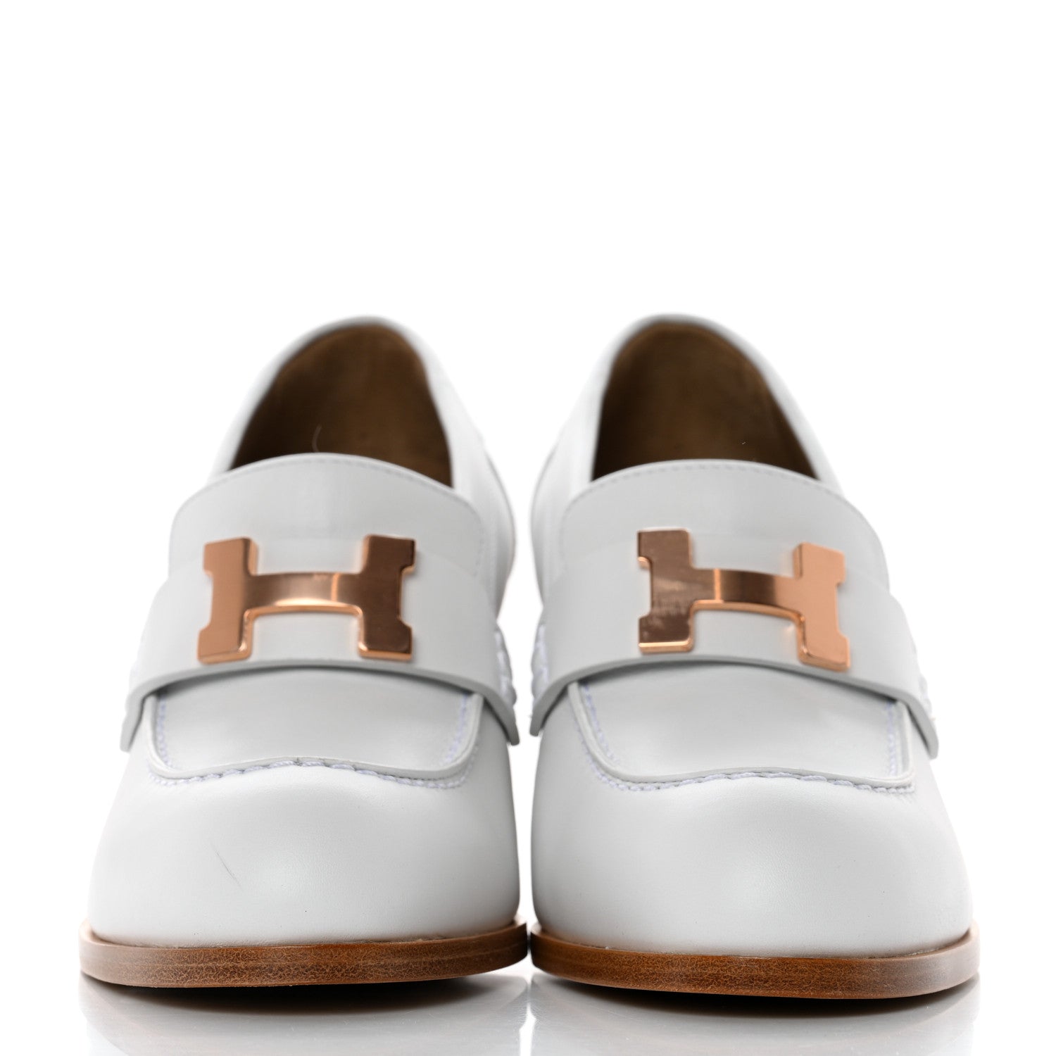 Hermes Calfskin Womens Dauphine 70 Moccasin Loafers 36 White 2 of 10
