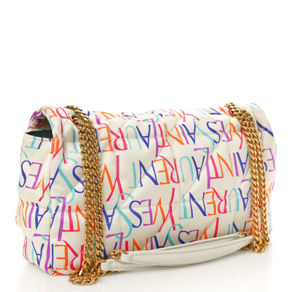 Saint Laurent Silk Carre Rive Gauche Print Patchwork Monogram Medium Jamie Multicolor White 3 of 10