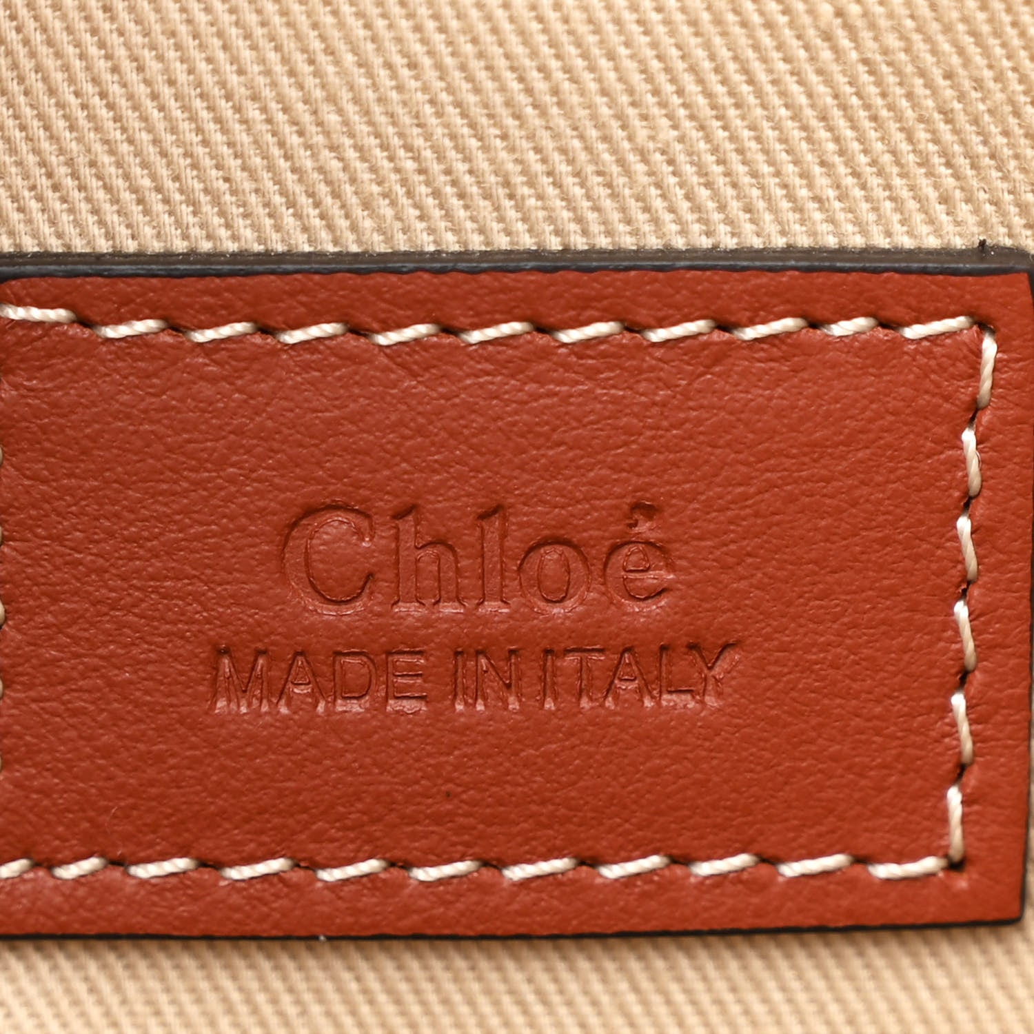 Chloe Cotton Calfskin Large Woody Ribbon Tote White Brown 6 of 10