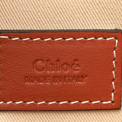 Chloe Cotton Calfskin Large Woody Ribbon Tote White Brown 6 of 10