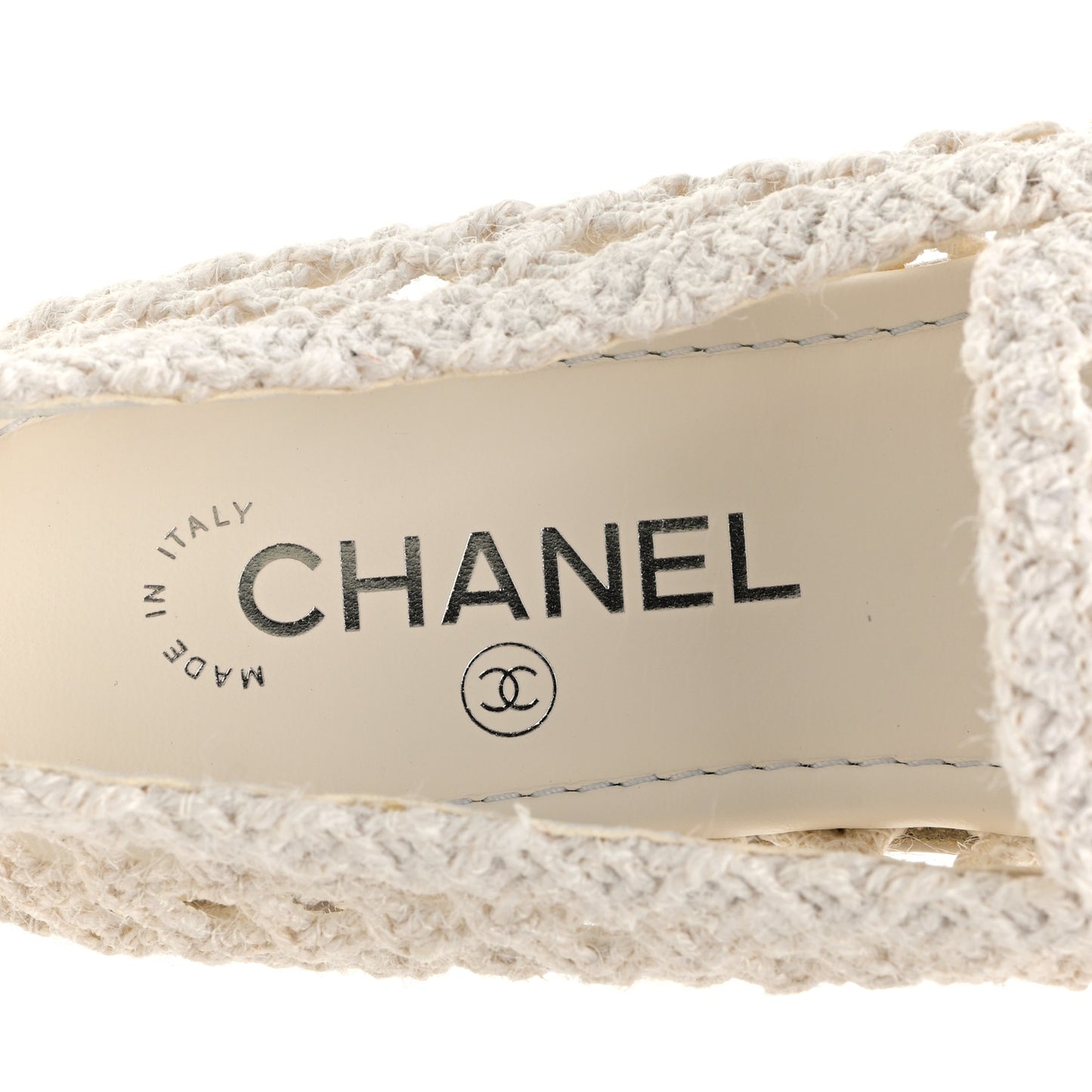 Cord Braided CC Mocassin Loafers 39.5 White