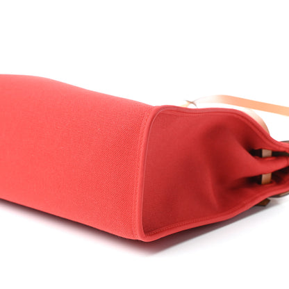 Hermes Vache Hunter Toile Herbag Zip 31 PM Rouge Tomate Natural 10 of 12
