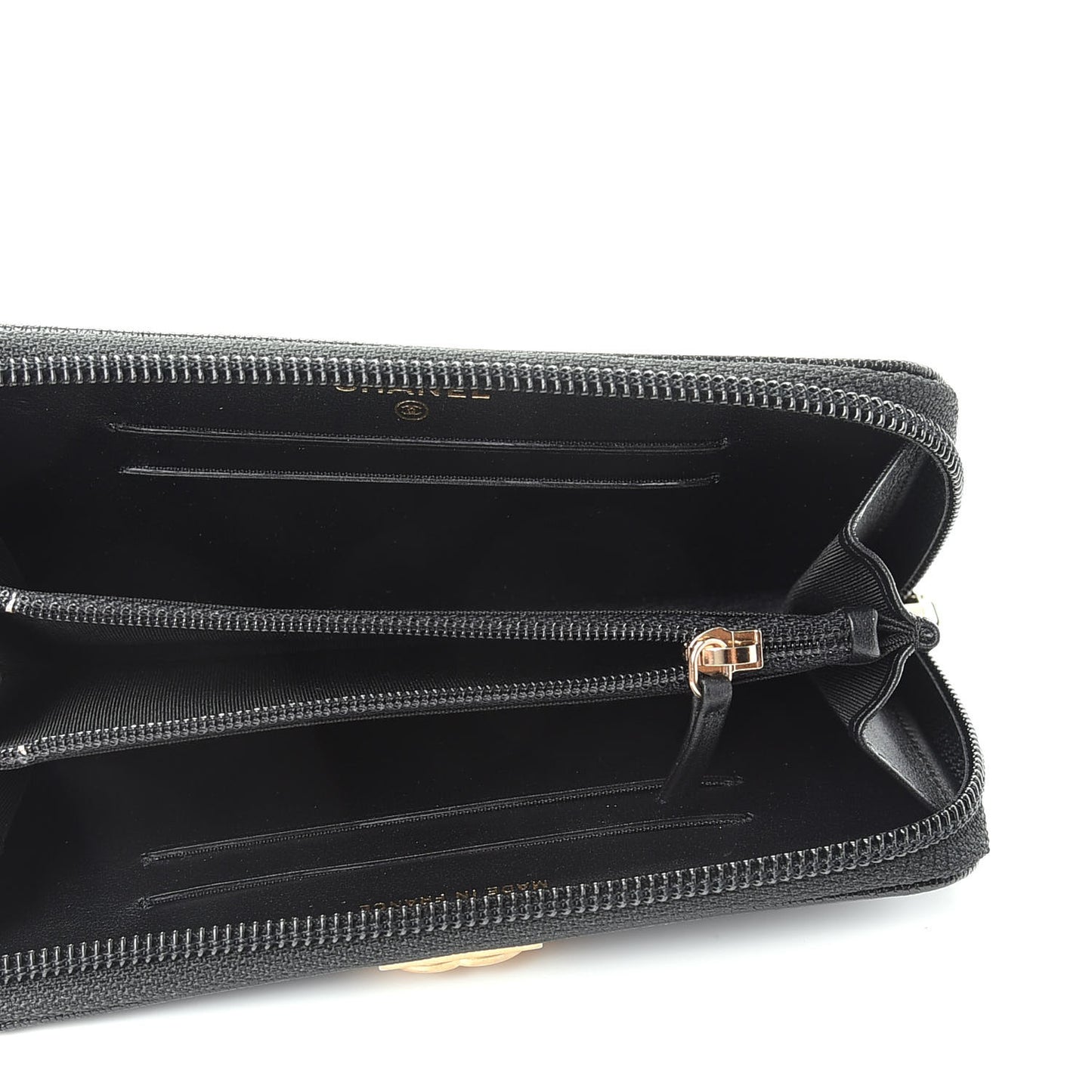 Caviar Quilted Small Boy Zip Around Wallet Black