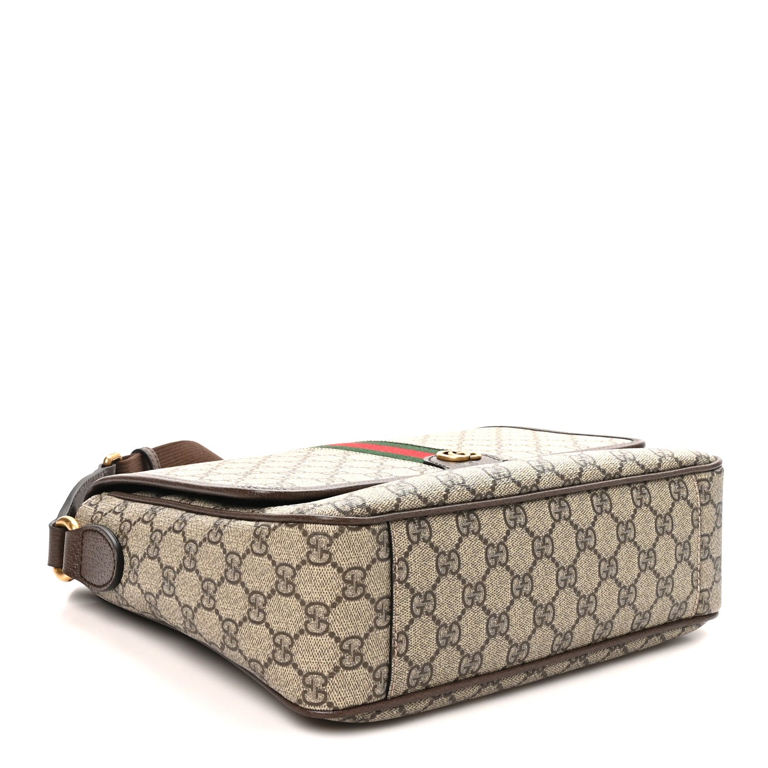 Gucci Tender GG Supreme Monogram Textured Dollar Calfskin Ophidia Messenger Bag Beige Ebony Dark Brown 4 of 10