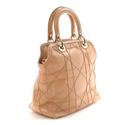 Christian Dior Lambskin Cannage Medium Granville Tote Beige 3 of 9