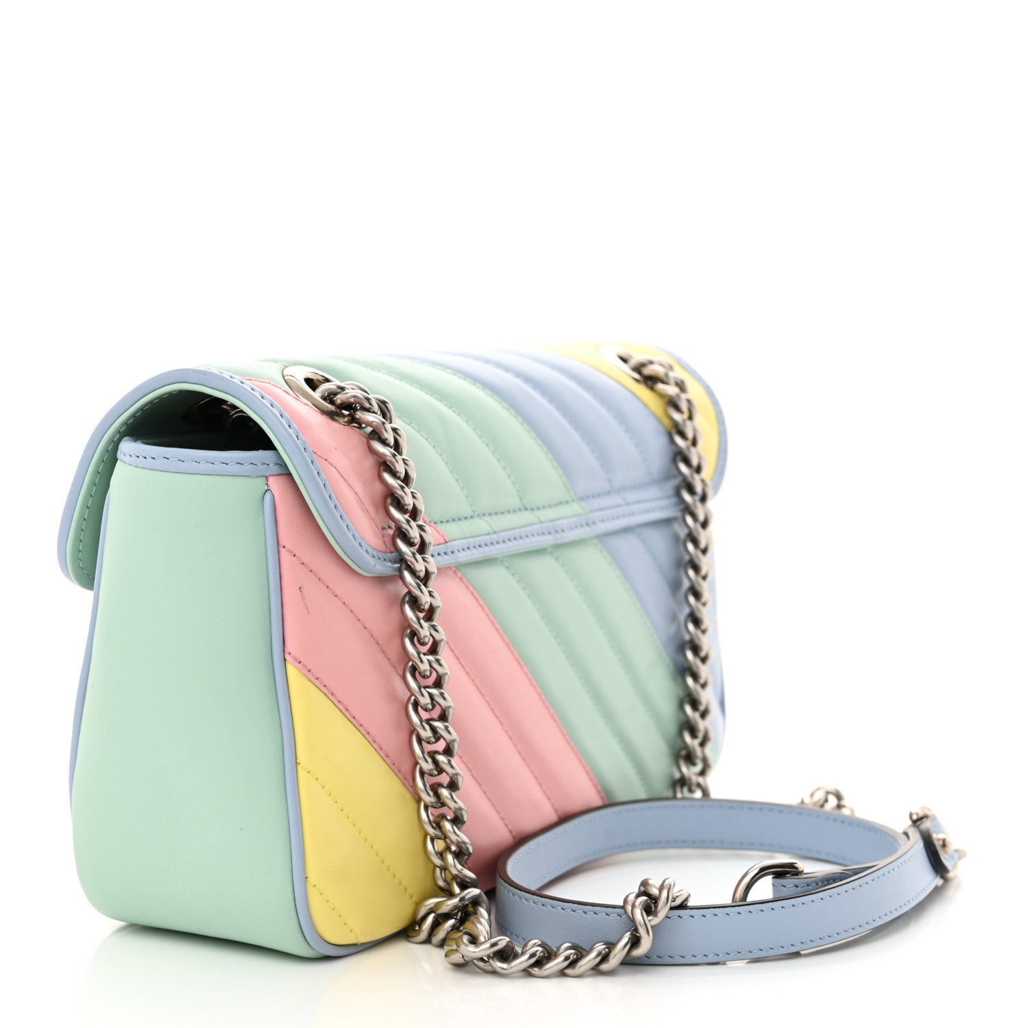 Gucci Calfskin Matelasse Diagonal Small GG Marmont Shoulder Bag Multicolor Pastel 3 of 11