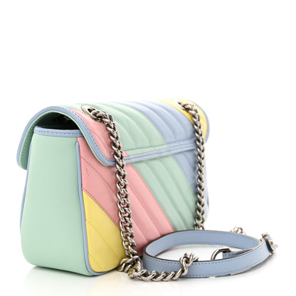 Gucci Calfskin Matelasse Diagonal Small GG Marmont Shoulder Bag Multicolor Pastel 3 of 11