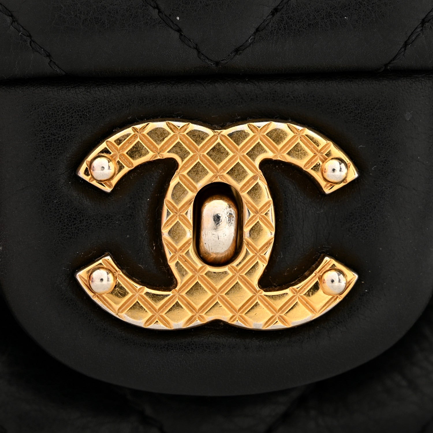Chanel Calfskin Chevron Quilted Mini Rock The Corner Flap Black 6 of 13