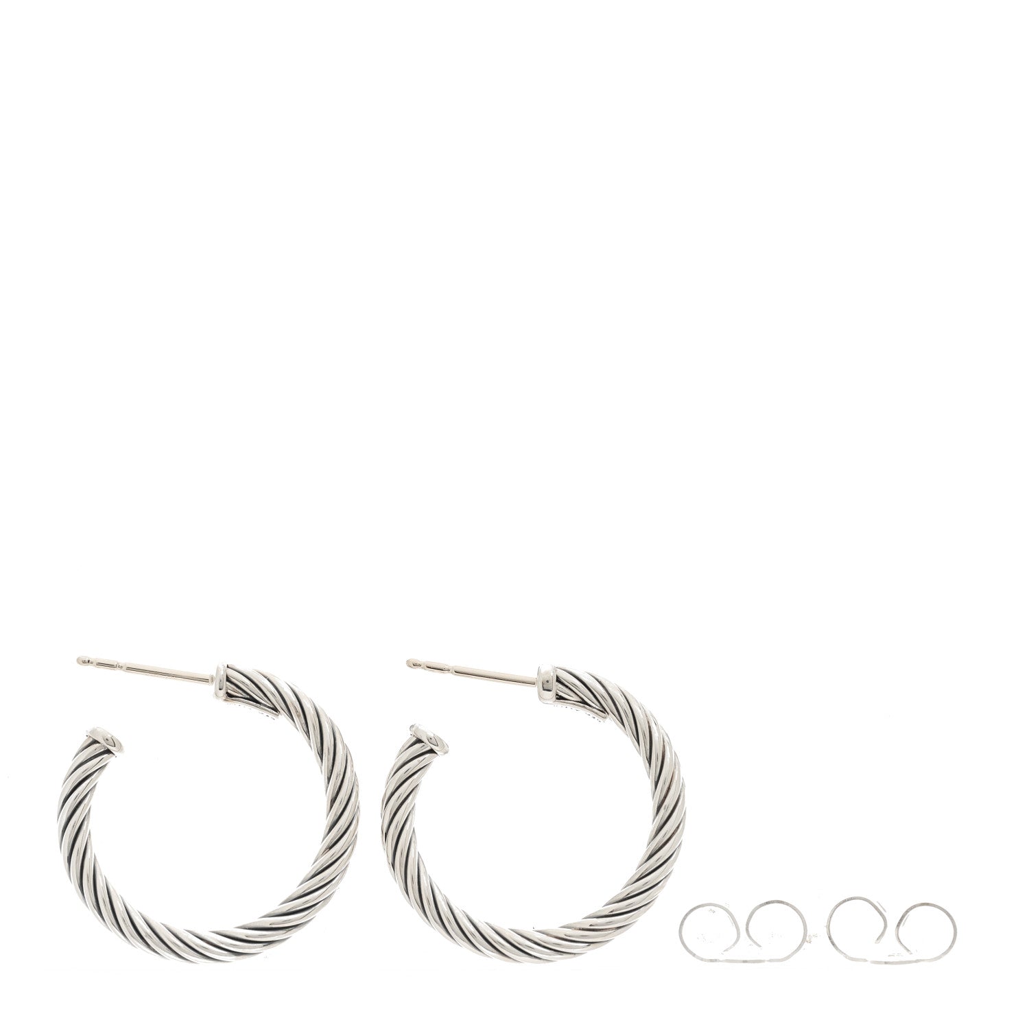David Yurman Sterling Silver Small Cable Classics Hoop Earrings 3 of 4