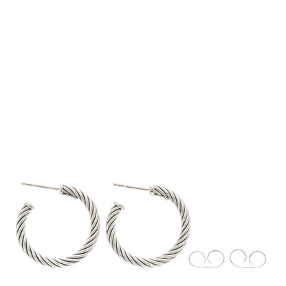 David Yurman Sterling Silver Small Cable Classics Hoop Earrings 3 of 4