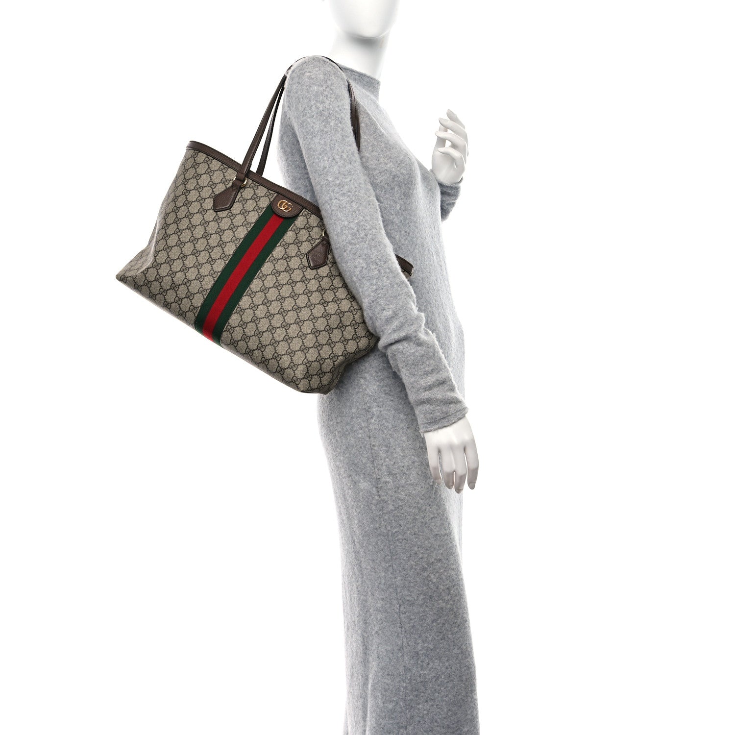 Gucci GG Supreme Monogram Medium Ophidia Shopping Tote Brown 2 of 12