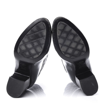 Chanel Calfskin Patent Quilted CC Short Boots 39.5 Black 6 of 11
