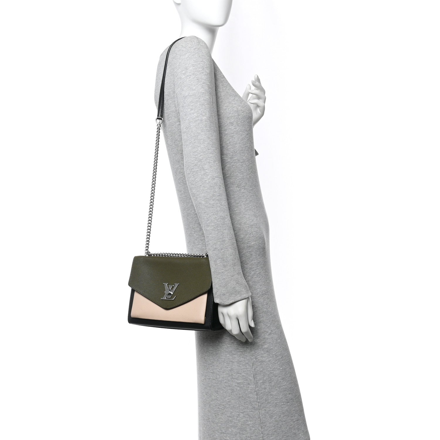 Louis Vuitton Soft Calfskin Mylockme Chain Bag BB Smokey Brown Green 2 of 11