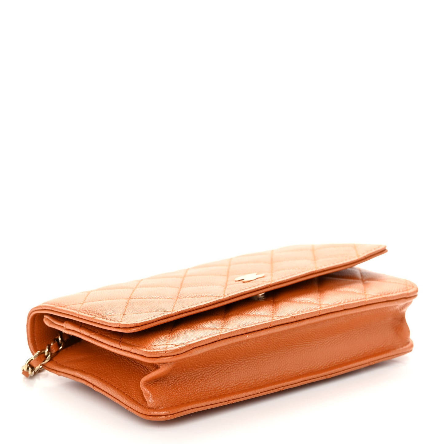 Caviar Quilted Wallet on Chain WOC Light Brown