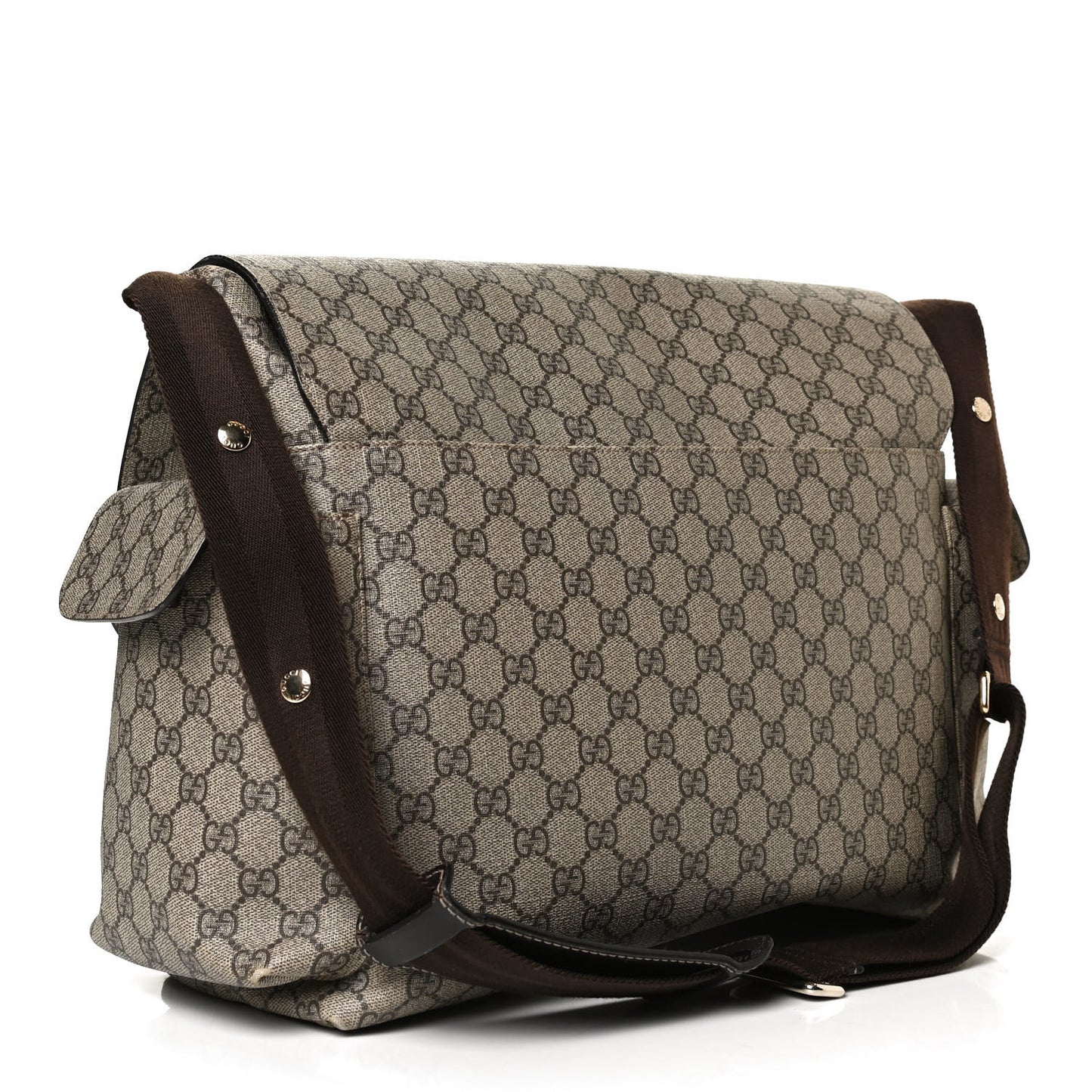 GG Plus Monogram Messenger Diaper Bag Dark Brown