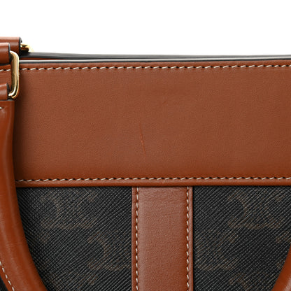 Celine Triomphe Canvas Calfskin Cabas De France Handbag Tan 14 of 15
