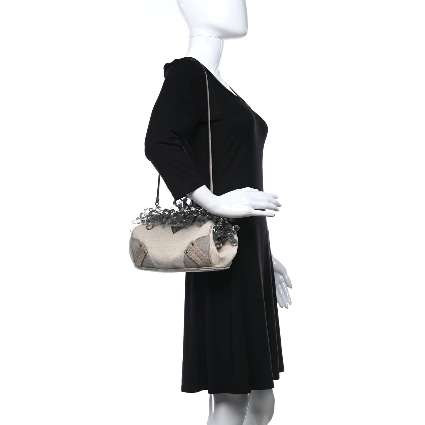 Canvas Mistolino Crystal Cluster Frame Clutch Naturale
