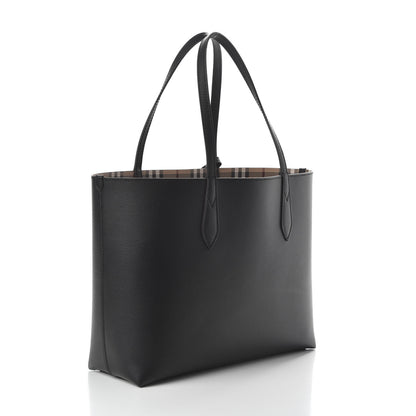 Burberry Grainy Calfskin Haymarket Check Medium Reversible Tote Black 3 of 15