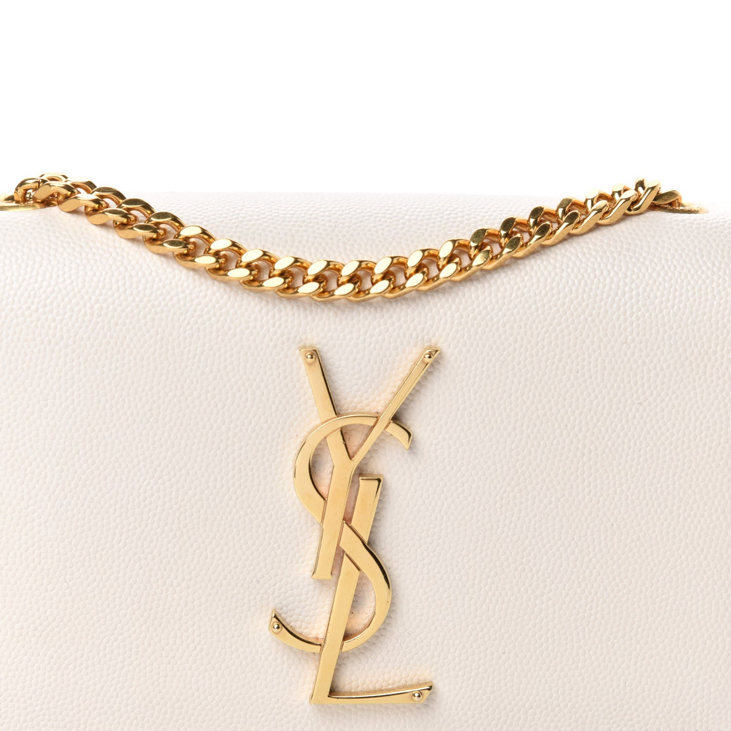 Saint Laurent Grain De Poudre Small Monogram Kate Satchel Optical White 11 of 11