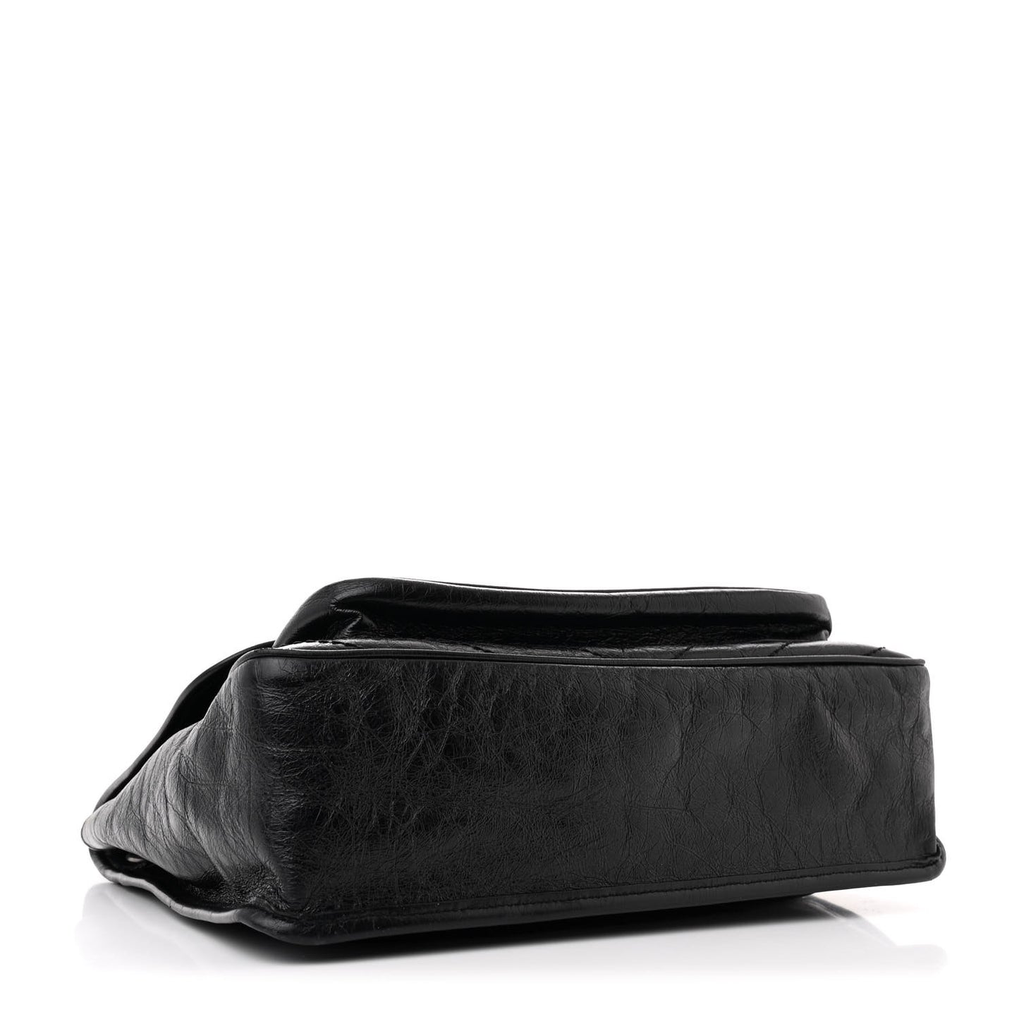 Crinkled Calfskin Matelasse Monogram Large Niki Chain Satchel Black