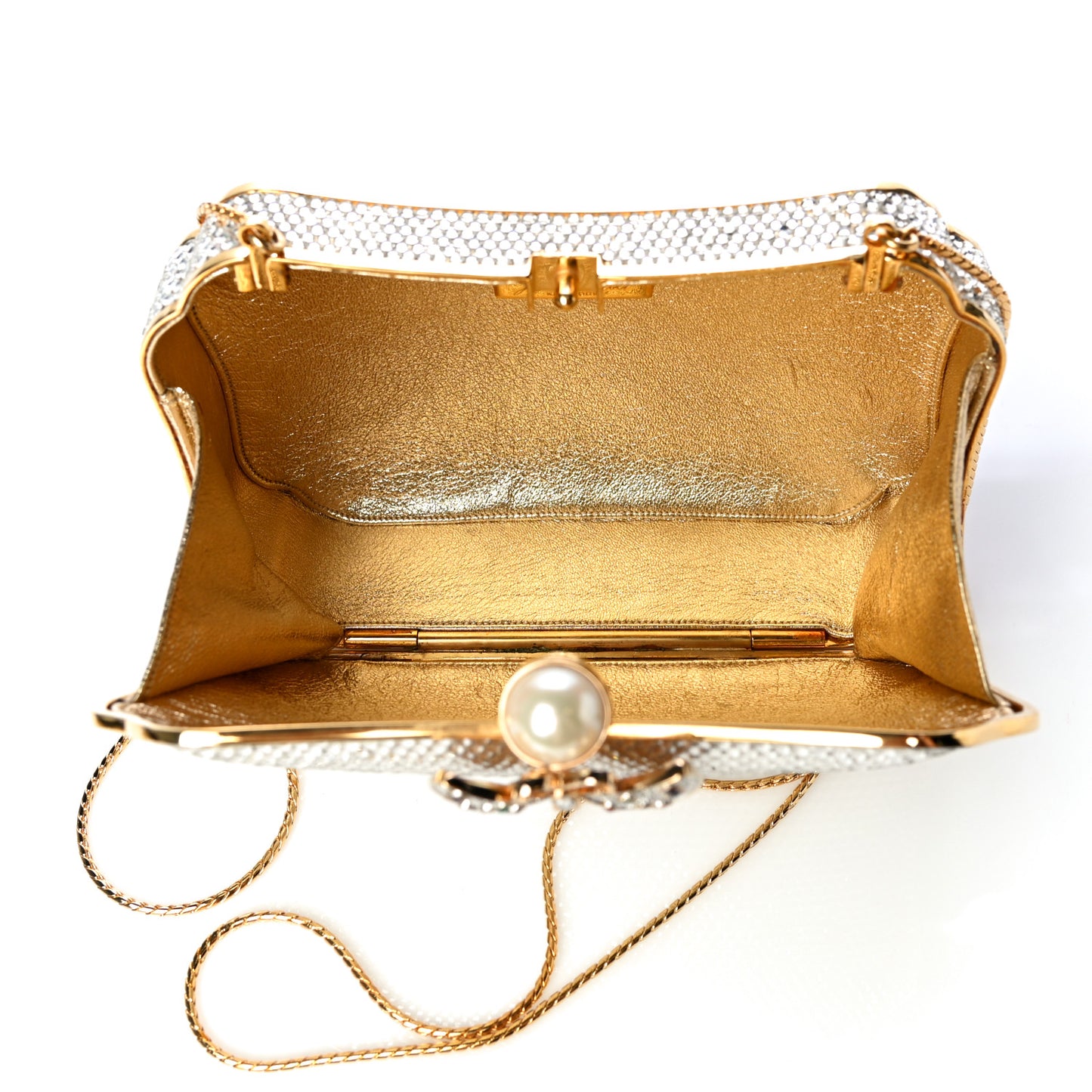 Swarovski Crystal Butterfly Minaudiere Clutch Silver Gold
