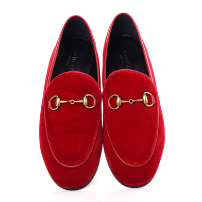 Gucci Velvet Horsebit Womens Jordaan Loafers 37 Hibiscus Red 5 of 12