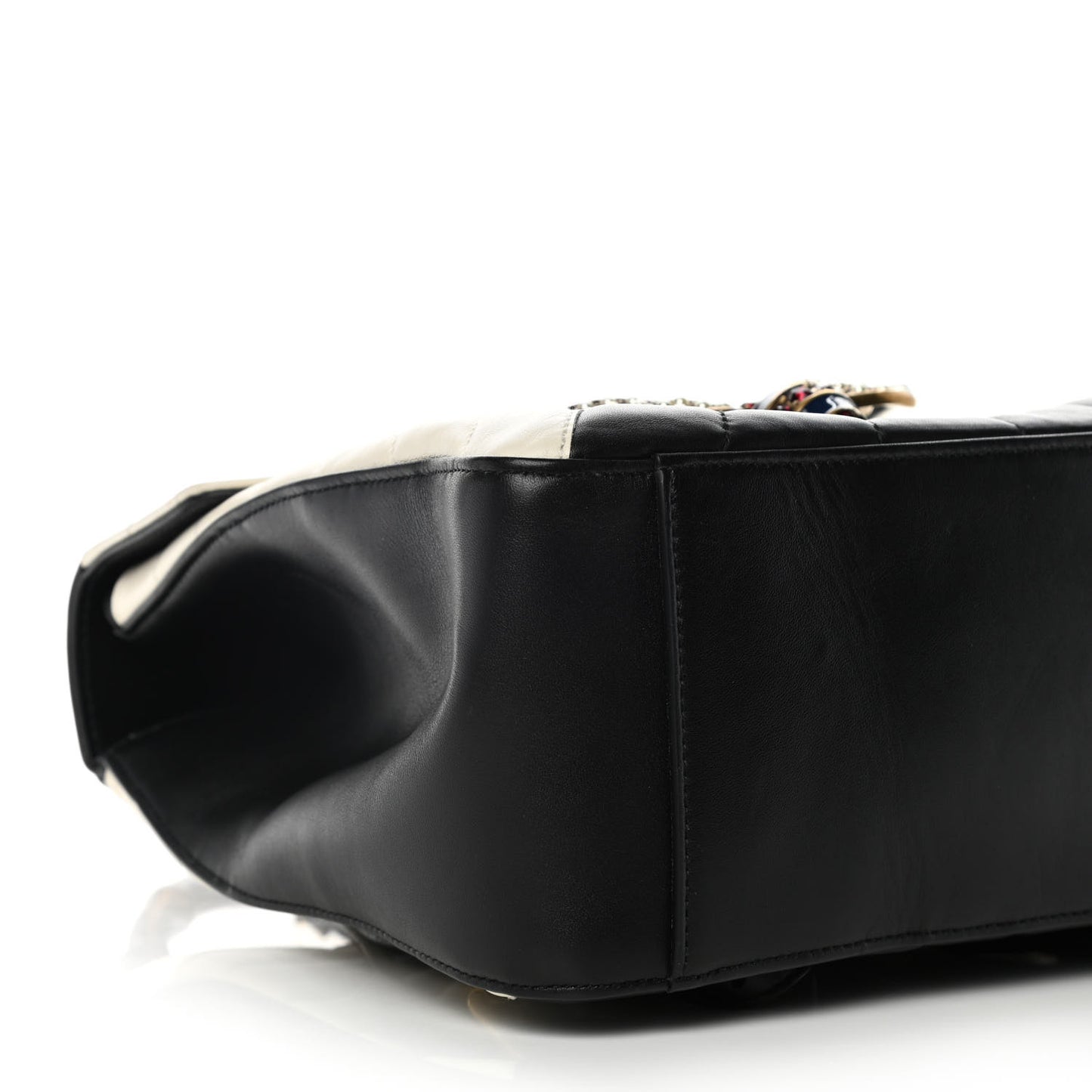 Calfskin Bamboo Trapuntata Queen Margaret Backpack Mystic White Black