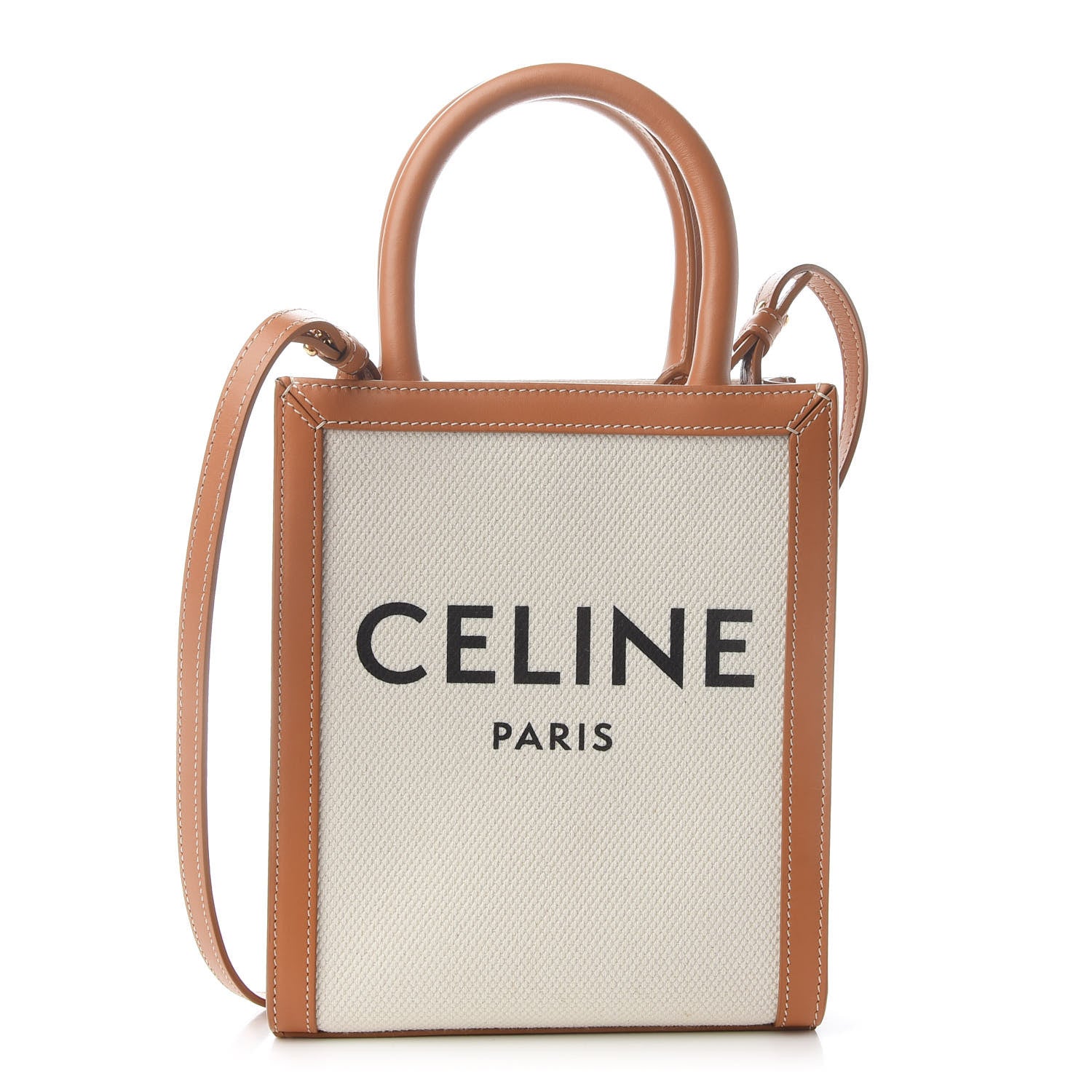 Celine Canvas Calfskin Mini Vertical Cabas Natural Tan 1 of 7