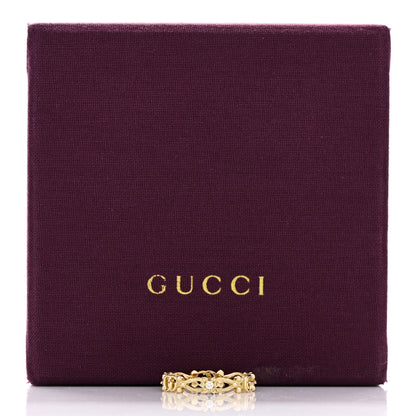 Gucci 18K Yellow Gold Diamond Flora Band Ring 58 8.25 5 of 5