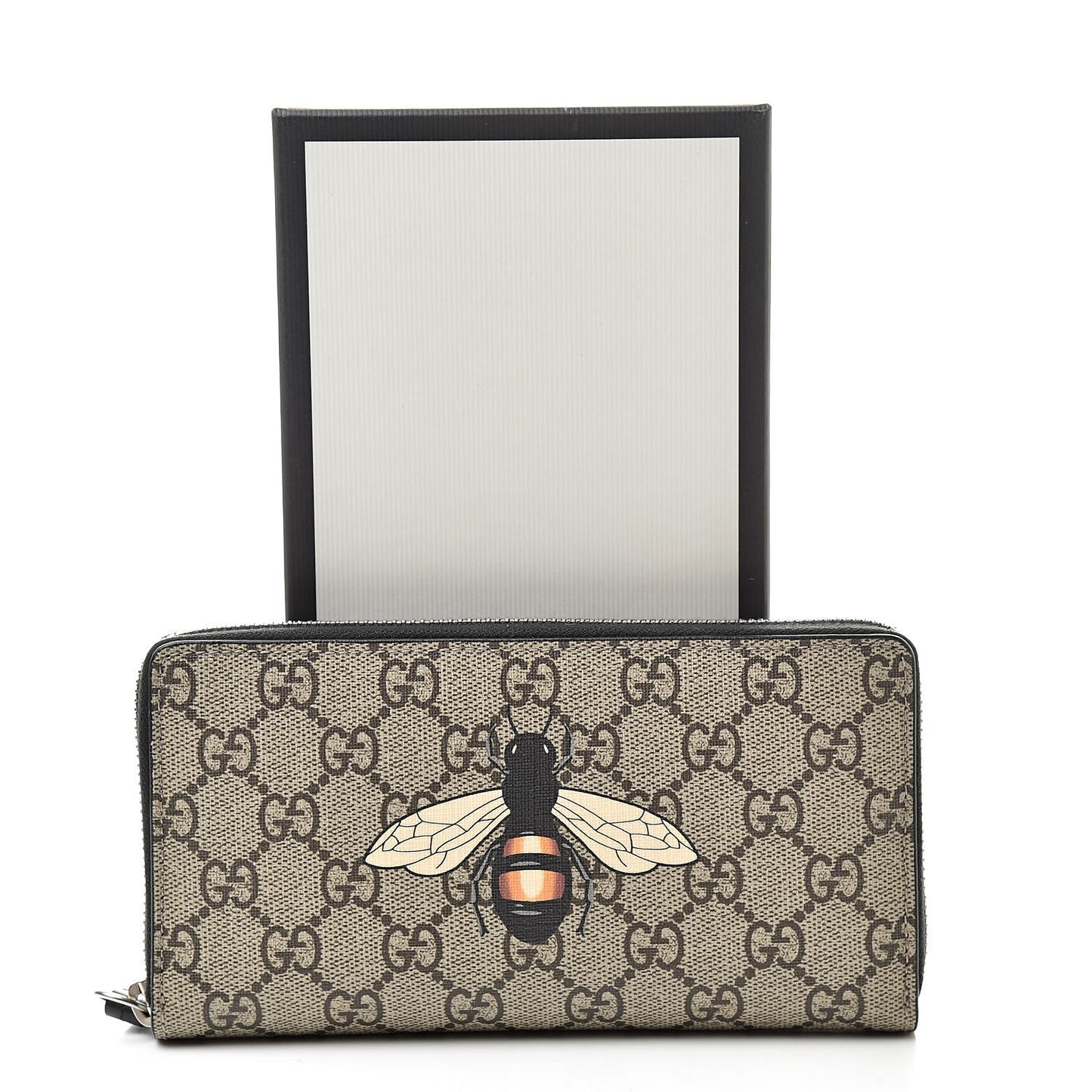 GG Supreme Monogram Bee Zip Around Wallet