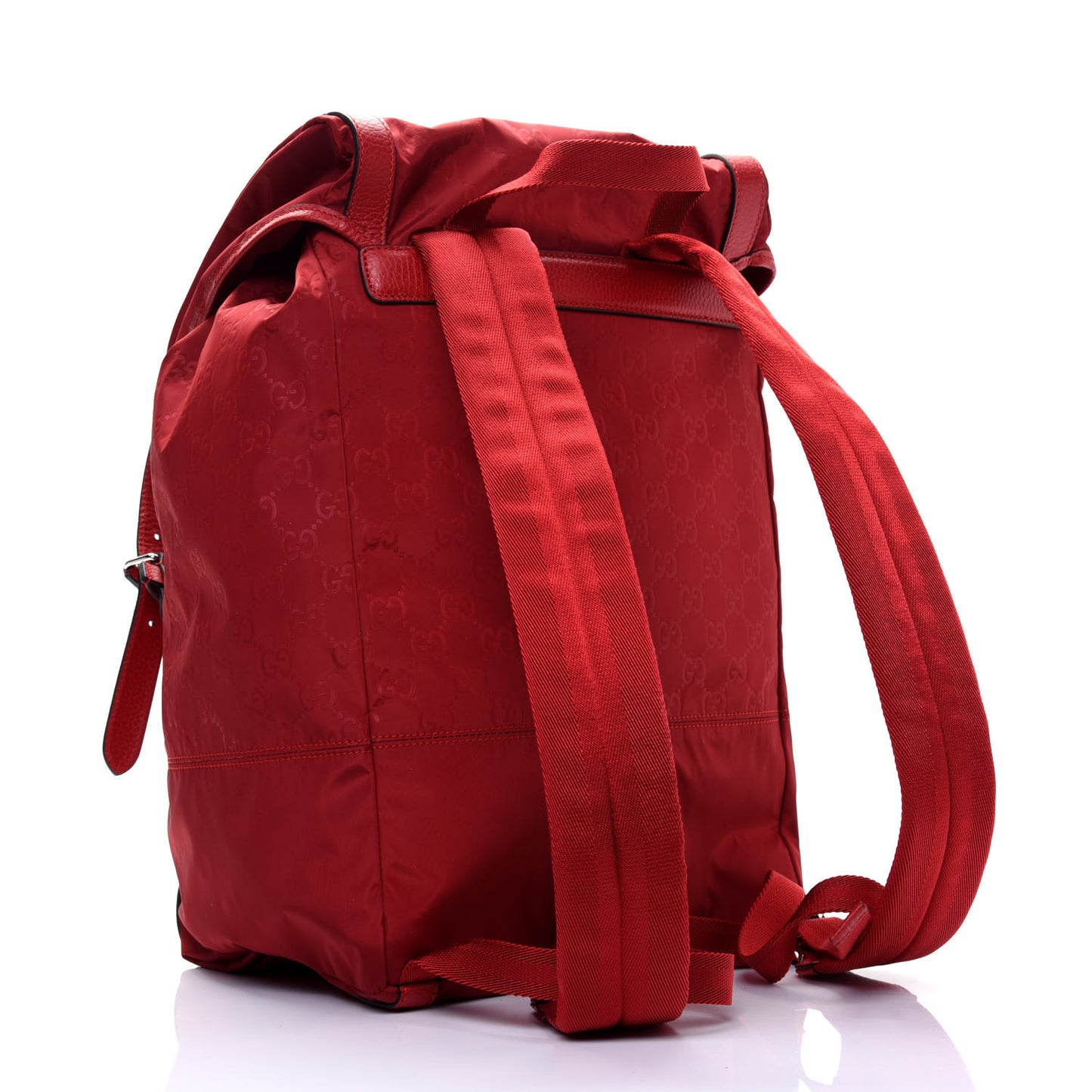 Nylon Monogram Dollar Calfskin Medium Light Double Buckle Backpack Vibrant Red