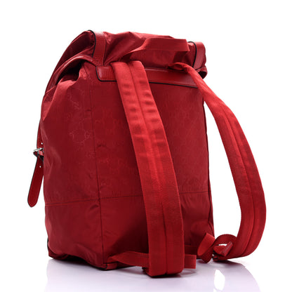Gucci Nylon Monogram Dollar Calfskin Medium Light Double Buckle Backpack Vibrant Red 2 of 18