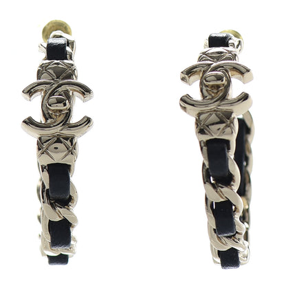 Chanel Lambskin CC Turnlock Chain Hoop Earrings Gold Black 1 of 4