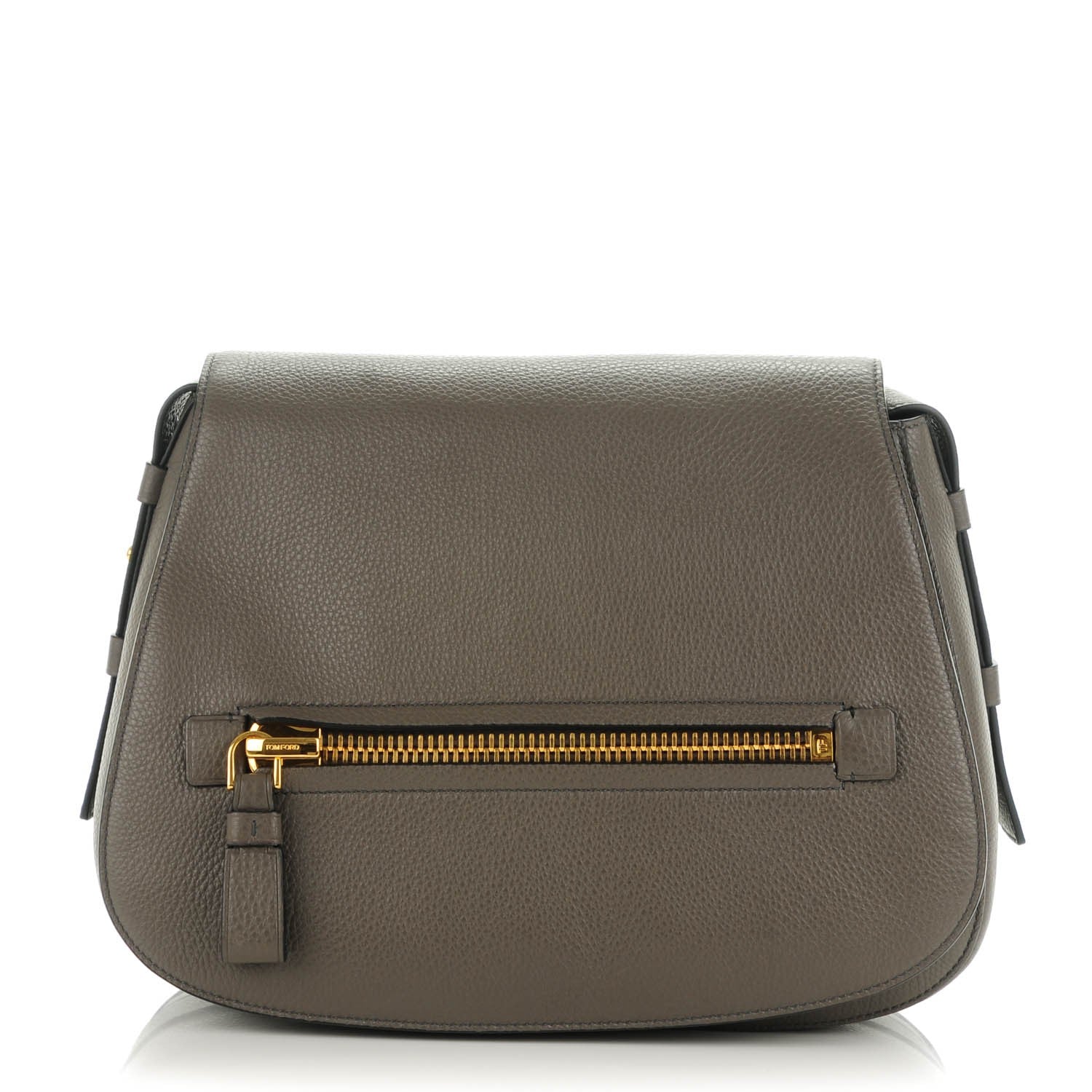 Tom Ford Grained Calfskin Soft Jennifer Saddle Bag Graphite 1 of 7