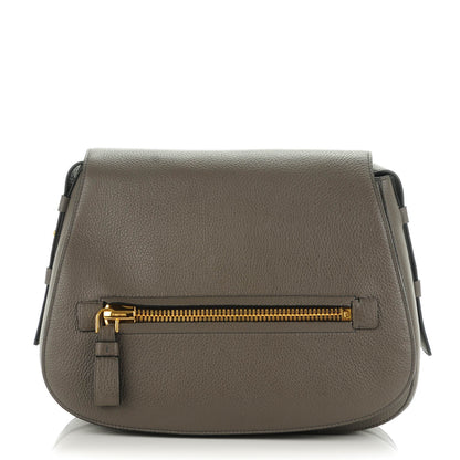Tom Ford Grained Calfskin Soft Jennifer Saddle Bag Graphite 1 of 7